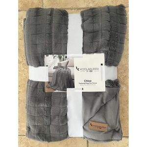 Koolaburra by UGG Throw Blanket Chloe Textured Faux Fur Gray 50x70 Plush New NWT